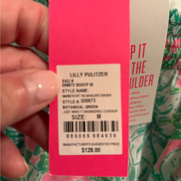 Lilly Pulitzer Just Wing It Maribeth Coverup Green and Pink - Picture 3 of 3